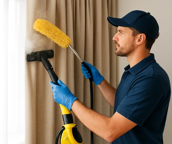 Trusted drapes cleaning technician Matty Curtain Cleaning basin-pocket QLD